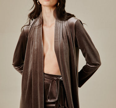 Kimono terciopelo taupe