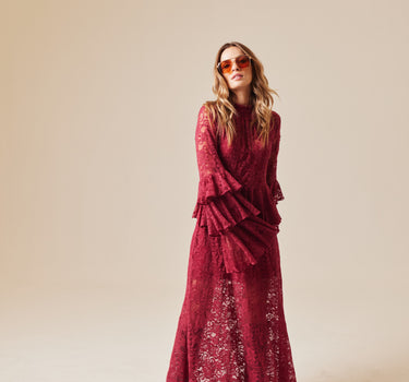 Vestido Rêves d'Or Guinda