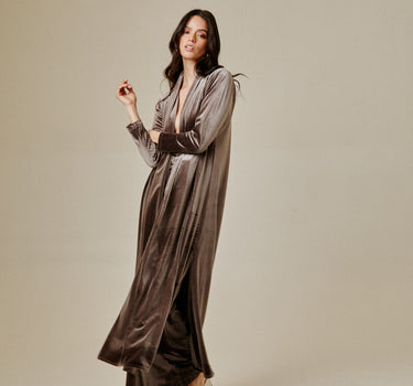 Kimono terciopelo taupe