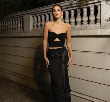 Falda Bea Negra lazo seda