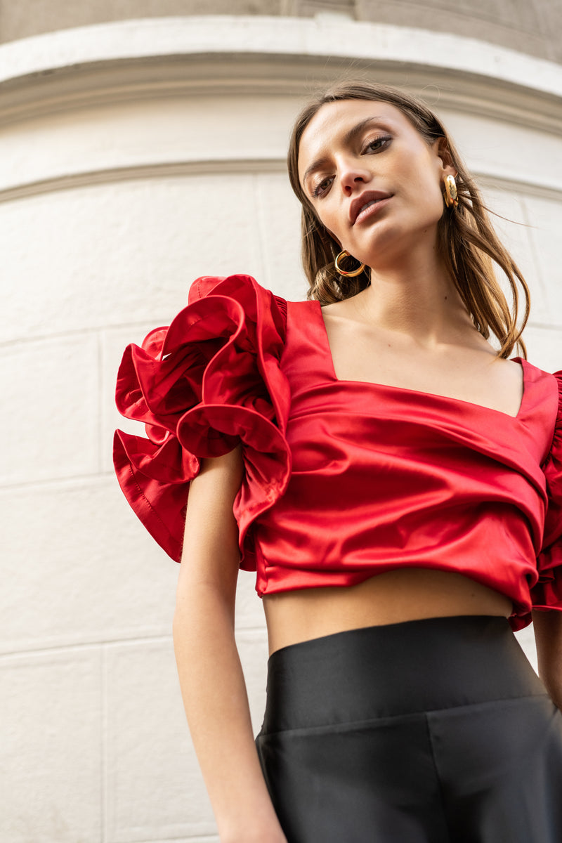 RED CLOÉ BLOUSE