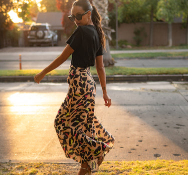 Beige-Fuchsia Animal Skirt