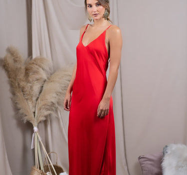 Vestido Colomba Rojo Anaranjado