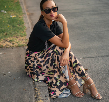 Falda Animal Beige-Fucsia