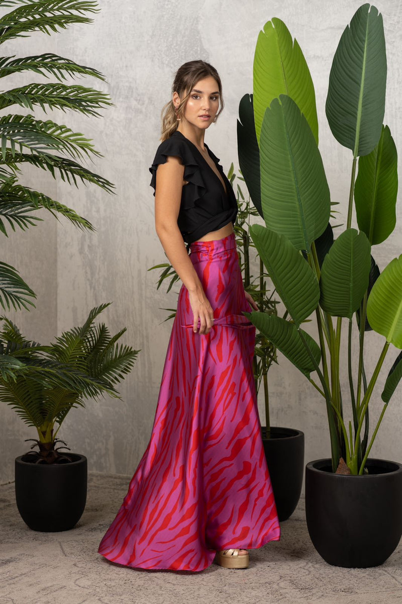 Fuchsia Zebra Skirt