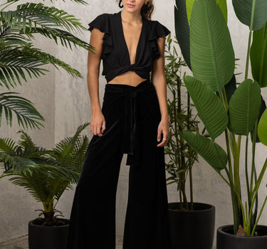 Black velvet pants