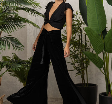 Black velvet pants