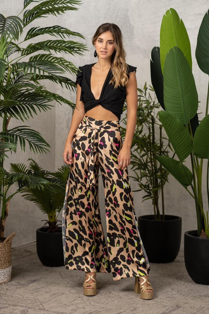 Beige/Fuchsia Animal Pants