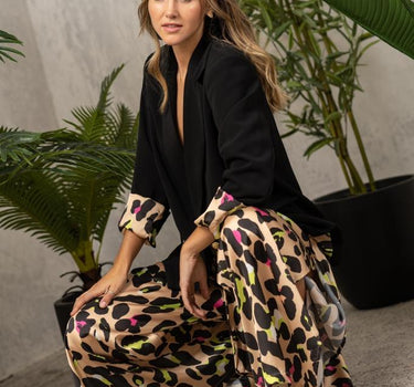 Beige/Fuchsia Animal Pants