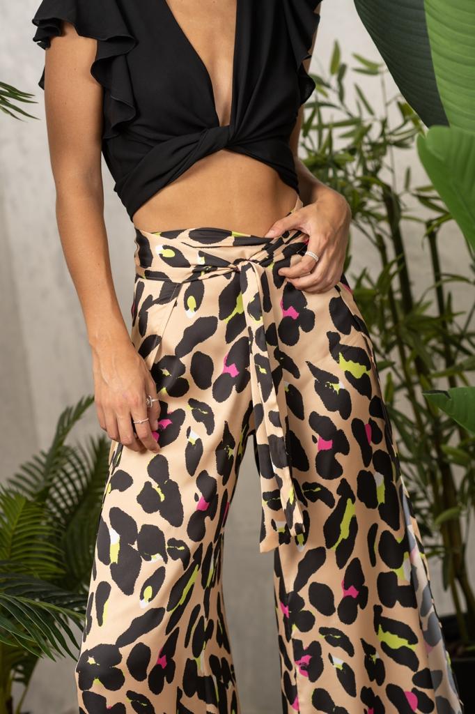 Beige/Fuchsia Animal Pants