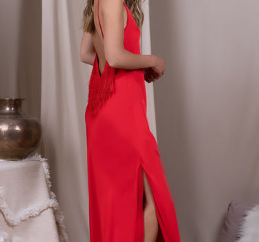 Vestido Diana Rojo con Flecos