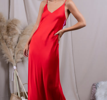 Vestido Colomba Rojo y Orquídea