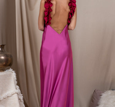 Vestido Vuelos Orquídea y Guinda