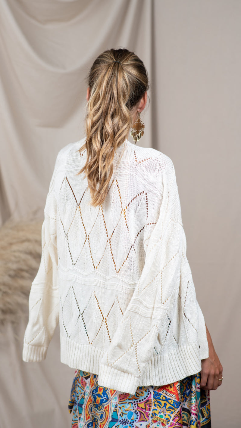 ILLETES VEST WITH CREAM BUTTON