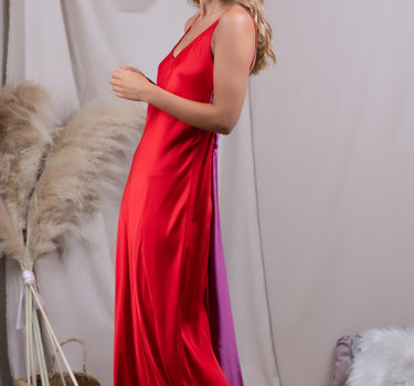 Vestido Colomba Rojo y Orquídea