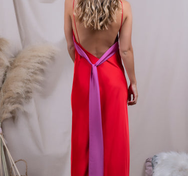 Vestido Colomba Rojo y Orquídea