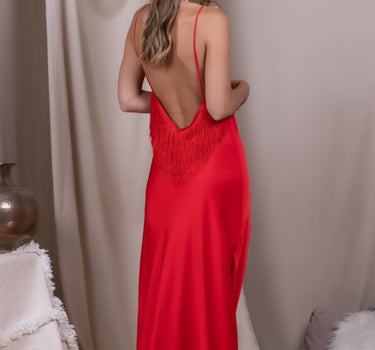 Vestido Diana Rojo con Flecos