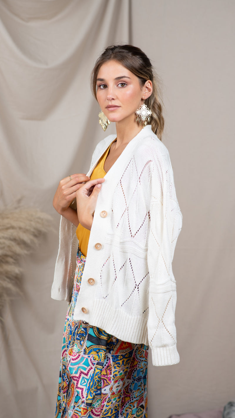 ILLETES VEST WITH CREAM BUTTON