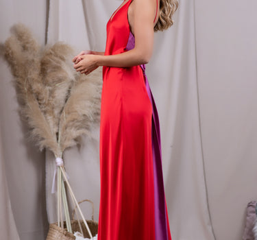 Vestido Colomba Rojo y Orquídea